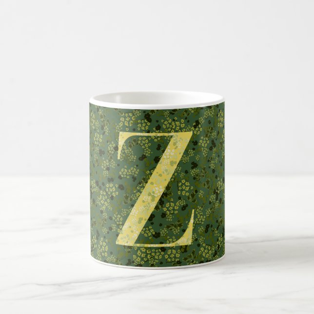 Taza De Café Letra Z libertad verde oscuro y amarilla (Centro)