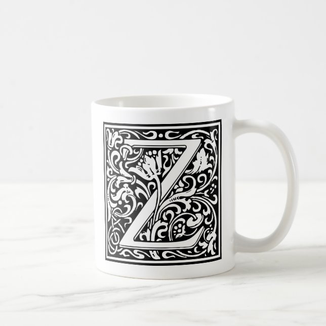 Taza De Café Letra Z Monograma medieval Art Nouveau (Derecha)