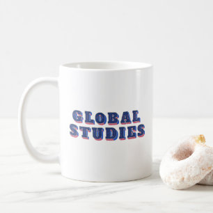 Taza De Café Letras azules retro estudios globales