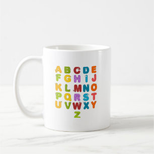 Taza De Café Letras Bonitas Divertido Aprendizaje Alfabeto Colo