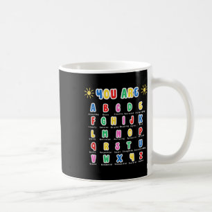 Taza De Café Letras Coloridas Eres Alfabeto Aprende Abcs Maestr