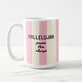 Taza De Café Letras cristianas de alabanza Hallelujah con franj
