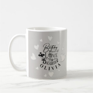 Taza De Café Letras de cumpleaños de hija minimalista