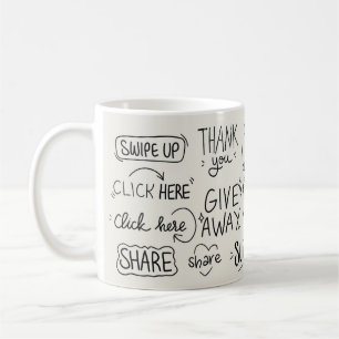Taza De Café Letras de mano: Conjunto de Doodle de época.