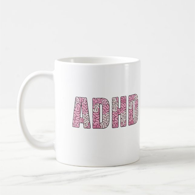 Taza De Café Letras del cerebro ADHD - Arte textual de anatomía (Izquierda)