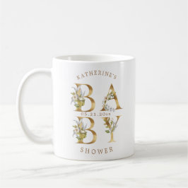 Taza De Café letras doradas florales en bebes monograma