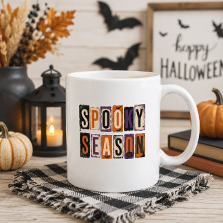 Taza De Café Letras en Bloque de Temporada Espeluznante Vintage