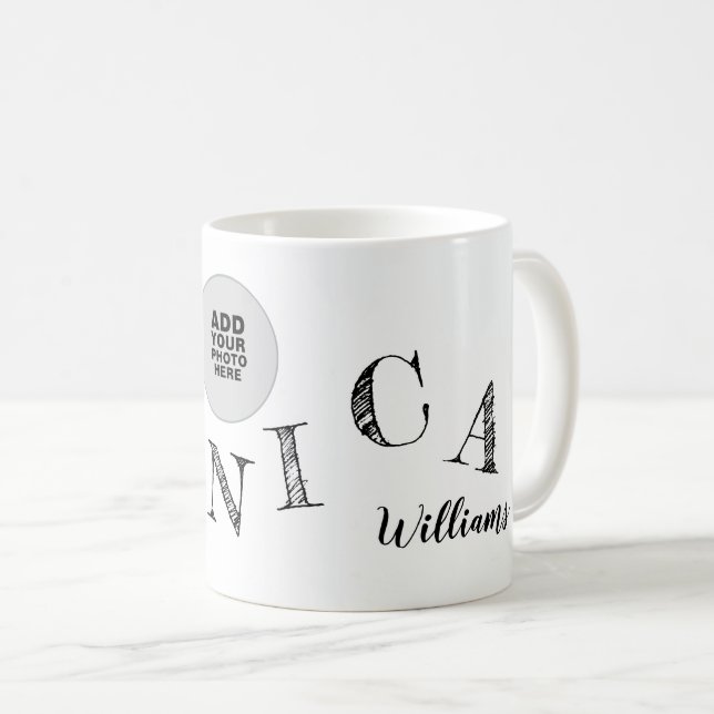 Taza De Café letras manuscritas de su nombre foto genial (Anverso derecho)