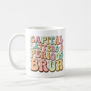 Taza De Café Letras Mayúsculas Y Puntos Hermano Profesor De ELA