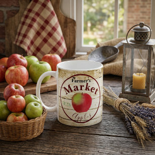 Taza De Café letrero de manzanas del mercado de agricultores