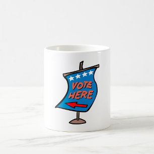 Taza De Café Letrero Direccional de Votación Aquí