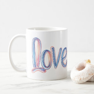 Taza De Café Letrero Garabato de Amor Pastel
