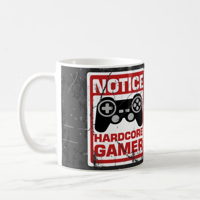 Taza De Café Letrero incondicional del aviso del videojugador (Izquierda)