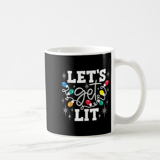 Taza De Café Let's Get Lit Drinking Santa Hat Christmas Lights  (Derecha)
