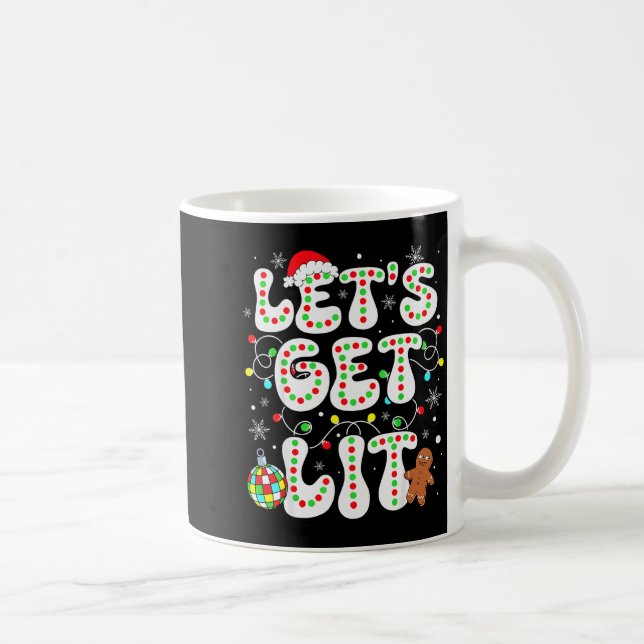 Taza De Café Let's Get Lit Funny Christmas Lights Xmas Pajamas  (Derecha)