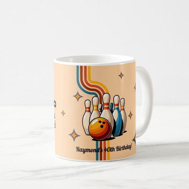 Taza De Café Let's Strike Up Some Fun Bowling Birthday Party (Anverso derecho)