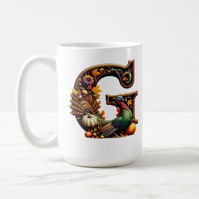 Taza De Café Letter G Thanksgiving style  (Izquierda)