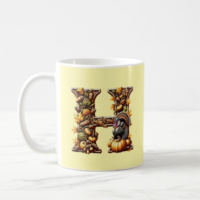 Taza De Café Letter H Thanksgiving gift style  (Izquierda)
