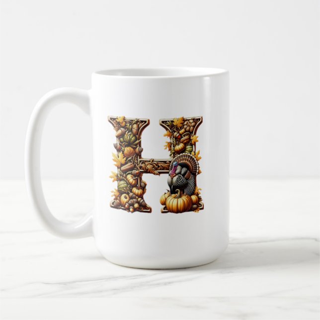 Taza De Café Letter H Thanksgiving gift style  (Izquierda)