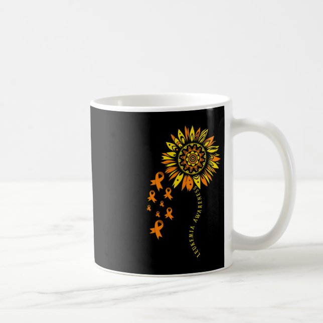 Taza De Café Leukemia guerrera Naranja Ribbon Leucemia flor Awa (Derecha)