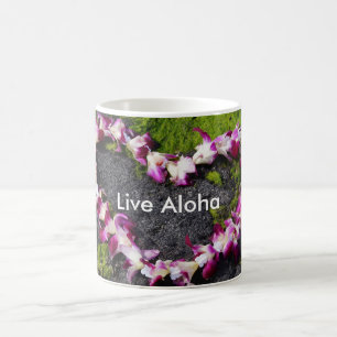 Taza De Café Leus de la flor con hawaiana viva