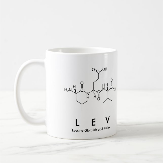 Taza De Café Lev peptide name mug (Izquierda)