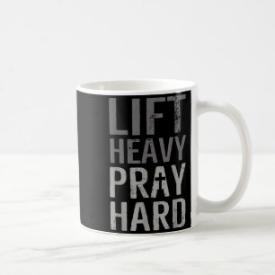Taza De Café Levanta Pesado Reza Duro Fe Cristiana Gimnasio