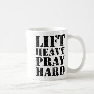 Taza De Café Levanta Pesado Reza Duro Gimnasio Cita Cristiana