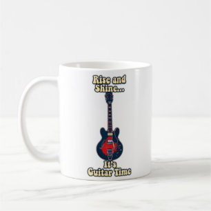 Taza De Café Levantarse y brillar. Es tiempo de guitarra. motiv