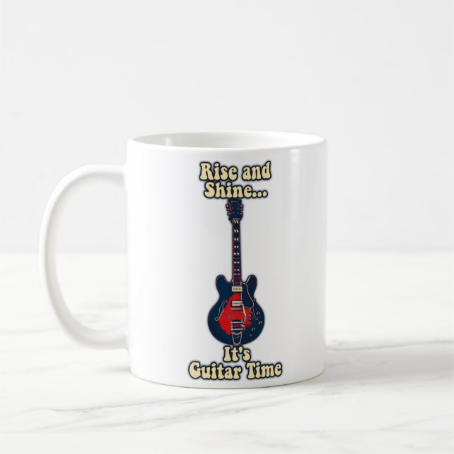Taza De Café Levantarse y brillar. Es tiempo de guitarra. motiv (Izquierda)