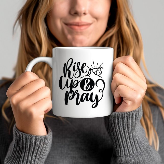 Taza De Café Levantarse y rezar el verso de la Biblia (Rise Up And Pray Bible Verse Coffee Mug)