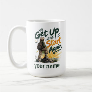 Taza De Café Levántate y Comienza de Nuevo Nombre Personalizad