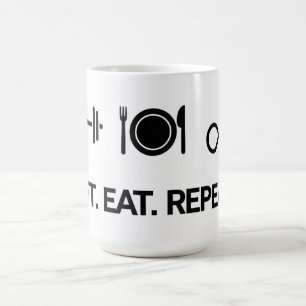 Taza De Café Levante. Come. Repite. - Diseño Motivador de Aptit