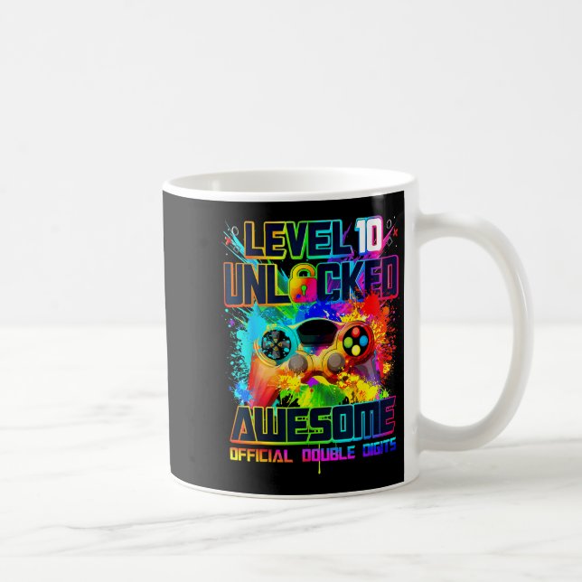 Taza De Café Level 10 Unlocked Awesome Gaming Birthday Boy 10th (Derecha)