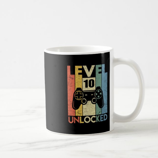 Taza De Café Level 10 Unlocked Funny Video Gamer 10th Birthday  (Derecha)