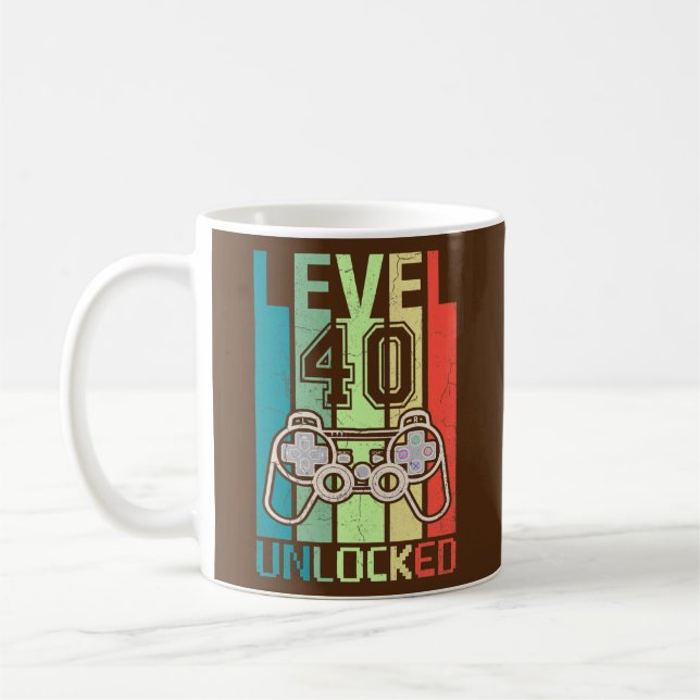 Taza De Café Level 40 Unlocked Video Gamer 40th Birthday Gifts (Izquierda)