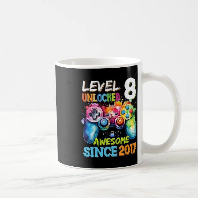 Taza De Café Level 8 Unlocked Awesome 2017 Video Games Birthday (Derecha)