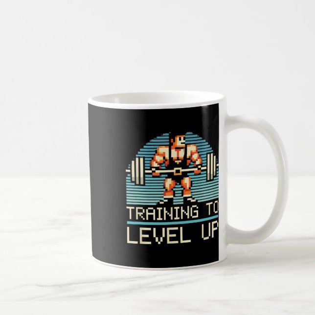Taza De Café Level Up Video Game Gamer Gym Workout Gaming Fitne (Derecha)
