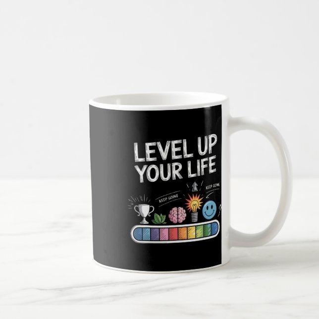 Taza De Café Level Up Your Life Progress Bar Gamer Motivation  (Derecha)