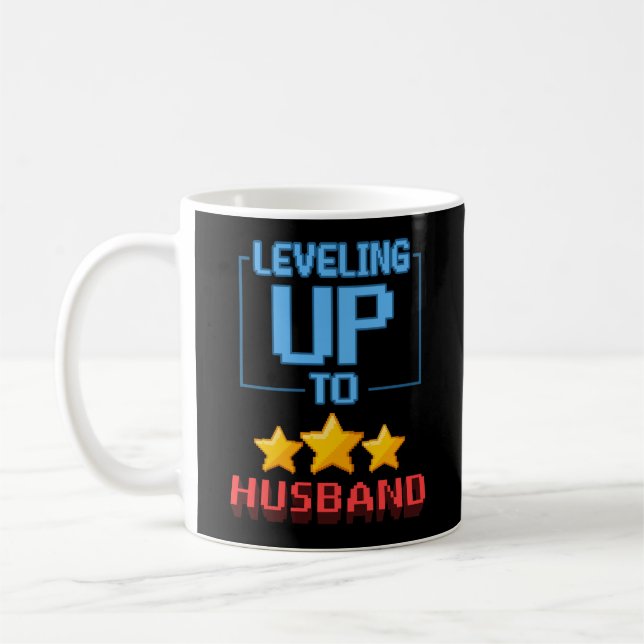 Taza De Café Leveling Up To Husband Funny Groom To Be Bachelor (Izquierda)