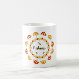 Taza De Café Leyenda con rodajas de naranja, cerezas y verano