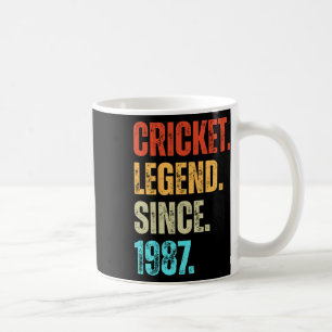 Taza De Café Leyenda del críquet desde 1987 Cumpleaños retro