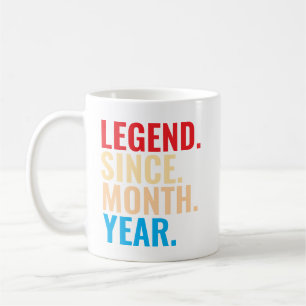 Taza De Café Leyenda desde el año de mes personalizado cumpleañ
