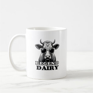 Taza De Café Leyenda Lácteos Granjero Divertido Vaca Gráfica Di