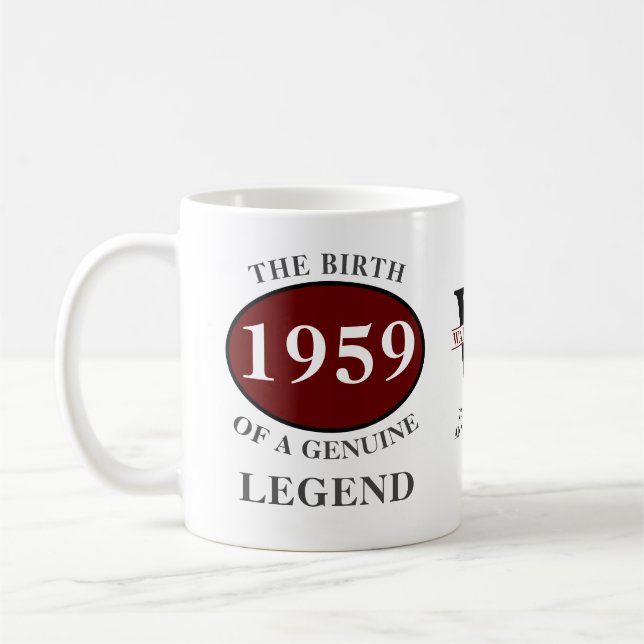 Taza De Café Leyenda Monograma de Cumpleaños Personalizado 1959 (Izquierda)