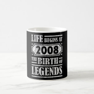 Taza De Café Leyenda Nacido en 2008 Regalo de Cumpleaños Retro 