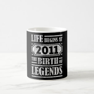 Taza De Café Leyenda Retro Nacido en 2011 Regalo de Cumpleaños 