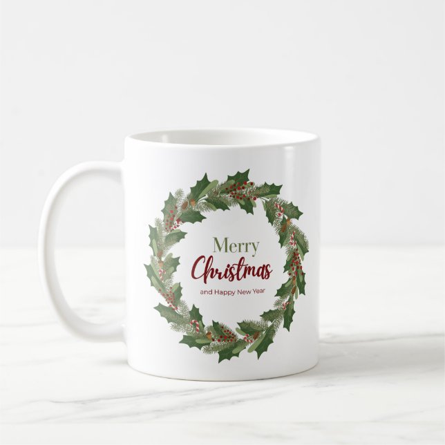 Taza De Café Leyenda y guión festivos | Feliz Navidad Mug (Izquierda)