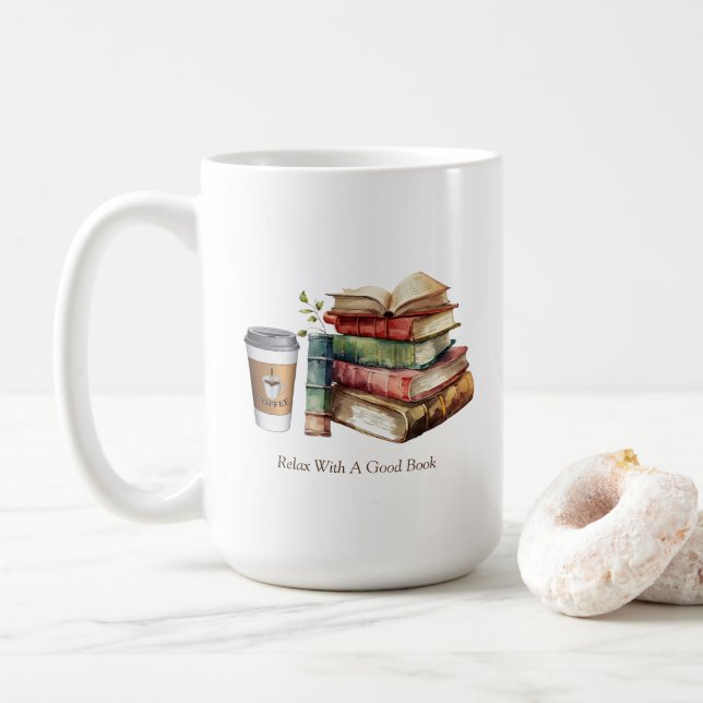 Taza De Café Leyendo bloqueo (Con donut)