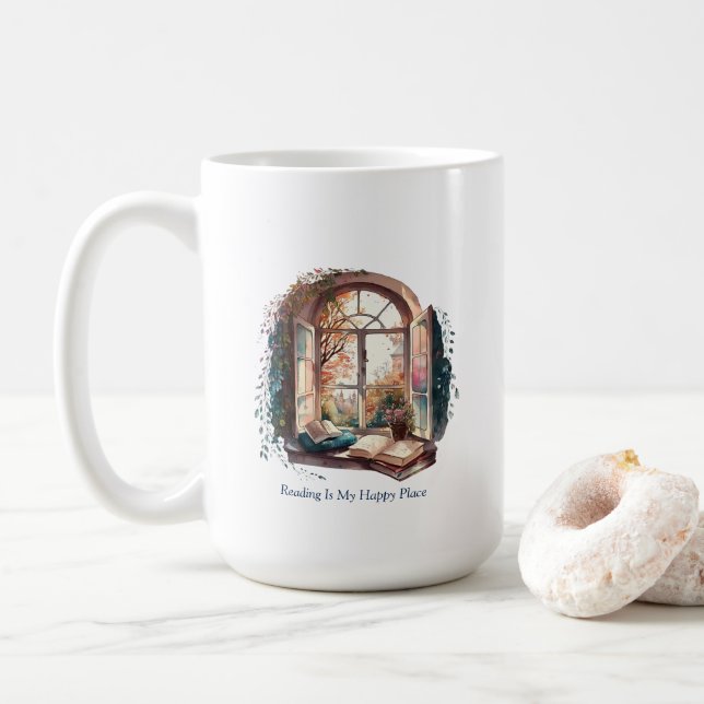 Taza De Café Leyendo bloqueo (Con donut)